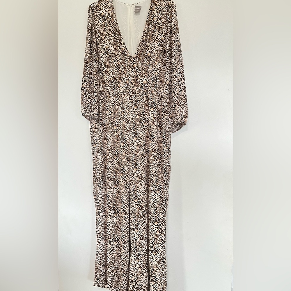 Chico's Leopard Romper Jumpsuit Cheetah Animal Print Sz 3 US 16 NEW